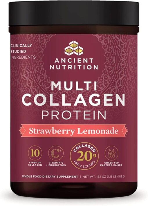 71P2nbBFHBL. AC SL1500 Ancient Nutrition Collagen Powder Protein with Probiotics, Unflavored Multi Collagen Protein with Vitamin C, 45 Servings, Hydrolyzed Collagen Peptides Supports Skin and Nails, Gut Health, 16oz