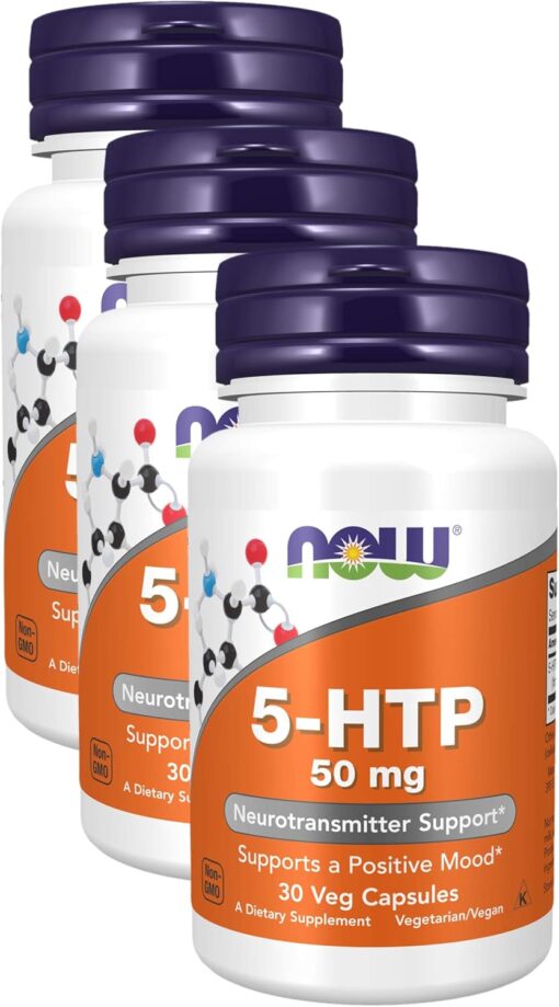 71X8 NOW Supplements, 5-HTP (5-hydroxytryptophan) 50 mg, Neurotransmitter Support*, 30 Veg Capsules (Pack of 3)