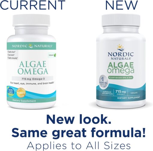 71idD2GvVL. AC SL1500 Nordic Naturals Algae Omega - 120 Soft Gels - 715 mg Omega-3 - Certified Vegan Algae Oil - Plant-Based EPA & DHA - Heart, Eye, Immune & Brain Health - Non-GMO - 60 Servings