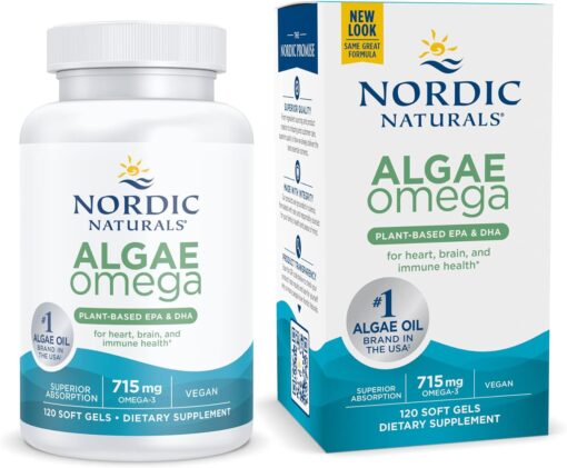 71t8VgGjktL. AC SL1500 Nordic Naturals Algae Omega - 120 Soft Gels - 715 mg Omega-3 - Certified Vegan Algae Oil - Plant-Based EPA & DHA - Heart, Eye, Immune & Brain Health - Non-GMO - 60 Servings