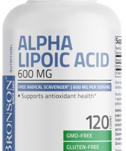 71uEFH4St1L. AC SL1500 Bronson Alpha Lipoic Acid 600 MG Free Radical Scavenger Supports Antioxidant Health - Non-GMO, 120 Vegetarian Capsules (60 Servings)