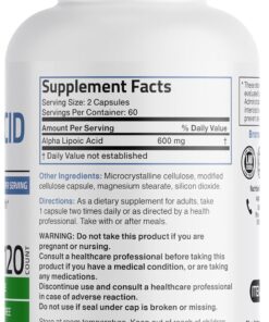 71v8M5moOtL. AC SL1500 Bronson Alpha Lipoic Acid 600 MG Free Radical Scavenger Supports Antioxidant Health - Non-GMO, 120 Vegetarian Capsules (60 Servings)