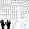 84 & 98 & 120 PCS Body Septum Piercing Kit 14G 16G Tools for Nose Tongue Lip Ear Eyebrow Belly Button Cartilage Tragus Industrial Barbell Helix Daith Piercing Jewelry Clamps