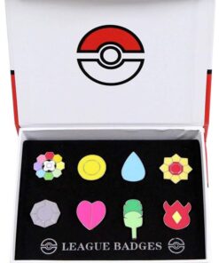 8Pcs Pocket Monsters Gym Badges Collection Gift Box,Pins Mystic Instinct Badges