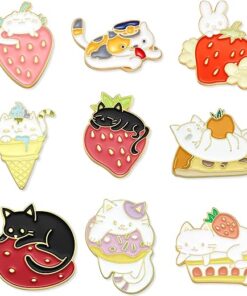 9 Pieces Cat Pins Backpack Pins Kawaii Pins Cute Pins Rabbit Cat Lapel Pins Brooches Pin Badges for Clothing Backpacks