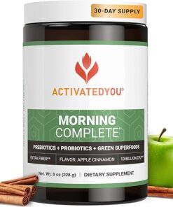 ACTIVATEDYOU Morning Complete Daily Wellness Greens Superfood Drink Mix for Gut Health w/Prebiotics, Probiotics, Antioxidants, Green Superfoods, 10 Billion CFUs, 30 Servings...