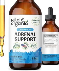 Adrenal Health Daily Support - Natural Adrenal Strength Supplement for Women & Men - Adrenal Liquid Drops Complex with Organic Rhodiola & Ashwagandha Root - Vegan Tincture - 4...