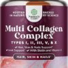 Advanced Multi Collagen Complex - Biotin and Collagen Supplement for Men and Women with BioPerine and Vitamin C - Type 1 2 3 5 & X Collagen Pills for Bone and Joint Support Hair...