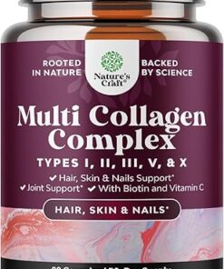 Advanced Multi Collagen Complex - Biotin and Collagen Supplement for Men and Women with BioPerine and Vitamin C - Type 1 2 3 5 & X Collagen Pills for Bone and Joint Support Hair...