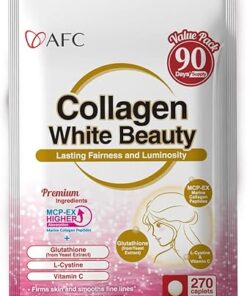 AFC Japan Collagen White Beauty with Marine Collagen Peptide, Glutathione, L-Cystine - 1.5X Better Absorption Than Other Collagen – for Skin Firmness & Whitening– 90 Days Supply's