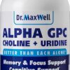 Alpha GPC 600mg + Uridine, a Choline Enhancer. Better Than Alpha-GPC or Uridine Alone. Best Alpha GPC Choline: 2in1, Soy Free, No Fillers, USA, 60 Pills, Acetylcholine Precursor