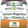 Amazing Formulas Calcium Magnesium Zinc D3 - 300 Tablets Per Bottle Supplement (Calcium 1000mg - Magnesium 400mg - Zinc 25mg Plus Vitamin D3 600 IU - Per Serving of 3 Tablets)