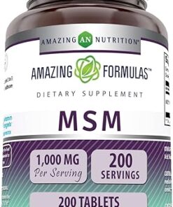 Amazing Formulas MSM 1000mg 200 Tablets Supplement | Non-GMO | Gluten Free | Made in USA