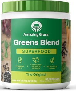 Amazing Grass Greens Superfood Powder: Greens Powder with Digestive Enzymes & Probiotics, Organic Spirulina, Chlorella, and Beet Root Powder, Original, 30 Servings