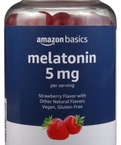 Amazon Basics Melatonin 5mg, 120 Gummies (2 per Serving), Strawberry (Previously Solimo)