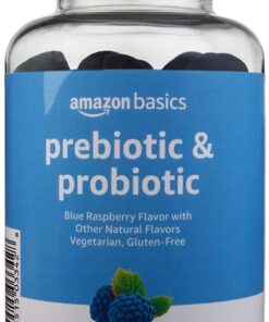 Amazon Basics Prebiotic & Probiotic Gummies, 2 Billion CFU, Blue Raspberry, 50 Count (2 per Serving) (Previously Solimo)