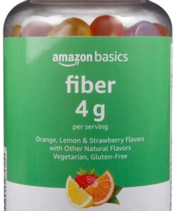 Amazon Basics (previously Solimo) Fiber 4g Gummy - Digestive Health, Supports Regularity, Orange, Lemon & Strawberry, 90 Gummies (2 per Serving)