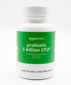 Amazon Basics Probiotic 5 Billion CFU, 8 Probiotic strains with 60 mg Prebiotic Blend, 60 Count Vegetarian Capsules, 2 Month Supply, Supports Healthy Digestion (Previously Solimo)