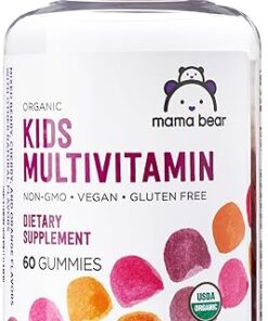 Amazon Brand - Mama Bear Organic Kids Multivitamin, 60 Gummies, 1 Month Supply (Packaging May Vary), Berry, Cherry & Orange