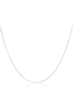 Amazon Essentials Sterling Silver Thin 0.8mm Box Chain Necklace | Available in Yellow Gold or Silver | 16", 18", 20", 24", or 30" (previously Amazon Collection)