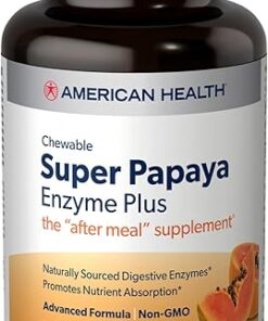 American Health Super Papaya Enzyme Plus - 180 Chewable Tablets - The After-Meal Supplement - Non-GMO - 60 Servings