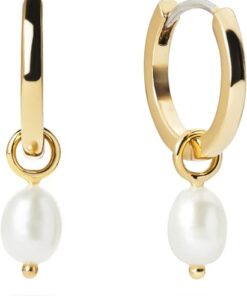 Ana Luisa Frida Pearl Huggie Hoops - 14K Gold Plated & Silver Rhodium Plated Drop Hoop Earrings with Freshwater Pearls - 2-in-1 Unique Design - Hypoallergenic, Water-Resistant,...