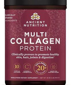 Ancient Nutrition Collagen Powder Protein with Probiotics, Unflavored Multi Collagen Protein with Vitamin C, 45 Servings, Hydrolyzed Collagen Peptides Supports Skin and Nails,...