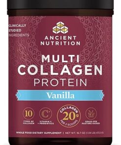 Ancient Nutrition Hydrolyzed Collagen Peptides Powder with Probiotics, Vanilla Multi Collagen Protein for Women and Men with Vitamin C, 45 Servings, Supports Skin and Nails, Gut...