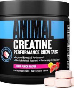 Animal Creatine Chews Tablets - Enhanced Creatine Monohydrate with AstraGin to Improve Absorption, Sea Salt for Added Pumps, Delicious and Convenient Chewable Tablets - Fruit Punch