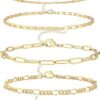 Ankle Bracelets for Women, 14k Gold Jewelry Set Waterproof Layered Cuban Figaro Link Chain Anklets Set Gold Anklets Gift Adjustable Size