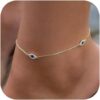 Anklets for Women 14K Real Gold/Silver Plated Ankle Bracelets Trendy Waterproof Boho Anklets Set Adjustable Dainty Cute Diamond Beaded Heart Non Tarnish Summer Beach Jewelry...