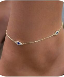 Anklets for Women 14K Real Gold/Silver Plated Ankle Bracelets Trendy Waterproof Boho Anklets Set Adjustable Dainty Cute Diamond Beaded Heart Non Tarnish Summer Beach Jewelry...