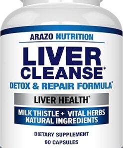 Arazo Nutrition Liver Cleanse Detox & Repair Formula – Milk Thistle Herbal Support Supplement: Silymarin, Beet, Artichoke, Dandelion, Chicory Root