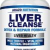 Arazo Nutrition Liver Cleanse Detox & Repair Formula – Milk Thistle Herbal Support Supplement: Silymarin, Beet, Artichoke, Dandelion, Chicory Root