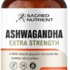 Ashwagandha Herbal Extra Strength Supplement with Black Pepper for Stress & Mood Support, Helps Increase Energy 300mg Extract (Equivalent 3000mg Herb), 100 Capsules