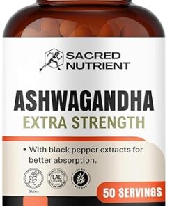 Ashwagandha Herbal Extra Strength Supplement with Black Pepper for Stress & Mood Support, Helps Increase Energy 300mg Extract (Equivalent 3000mg Herb), 100 Capsules