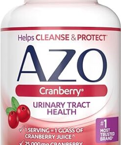 AZO Cranberry Supplement, Made with Concentrated Whole Fruit Cranberry Powder to Help Cleanse and Protect the Urinary Tract*, Sugar Free Cranberry Pills, Non-GMO, 100 Softgels