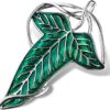 Bahamut Elegant Elven Green Tree Leaf Enamel Pins Brooch for Women Men Suit Pendant Necklace,Cloak Clasp Brooches Cosplay Jewelry