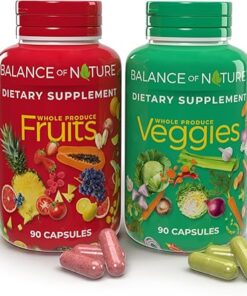 Balance of Nature Fruits and Veggies - Whole Food Supplement with Superfood Fruits and Vegetables for Women, Men, and Kids - 90 Fruit Capsules, 90 Veggie Capsules - 1 Set