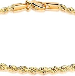 Barzel 18K Gold Plated Braided Rope Anklet for Women, 10 Inches - Made In Brazil