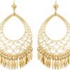 Barzel 18K Gold Plated Filigree Cut-out Dangling Chandelier Earrings - Made in Brazil