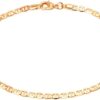 Barzel Gold Anklet for Women Flat Mariner Anklet 18K Gold Plated Flat Marina Link Anklet for Women - Made In Brazil