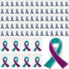 Batiyeer 50/100 Pcs Suicide Prevention Awareness Ribbon Pin Bulk Teal Purple Ribbon Pin Ptsd and Sexual Assault Awareness