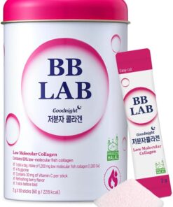 BB LAB Good Night Low Molecular Collagen Powder Stick Supplement, Halal Certified, Korean Marine Collagen, Fish Collagen Peptides, Vitamin C, Glycine, Fast Absorption, Mix Berry...