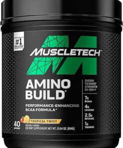 BCAA Amino Acids + Electrolyte Powder, MuscleTech Amino Build, 7g of BCAAs + Electrolytes, Support Muscle Recovery, Build Lean Muscle & Boost Endurance, Tropical Twist (40...