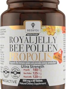 BEE and YOU Royal Jelly Tablet, Propolis Extract, Bee Pollen, 100% Natural Superfood, Ultra Pure, Immune Support Supplement, Improve Energy, Focus, Antioxidants, Fresh, Keto,...