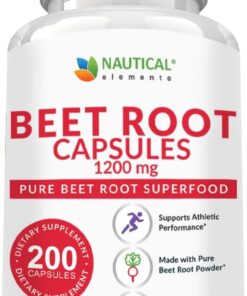 Beet Root Capsules - 1200mg Per Serving - 200 Beet Root Powder Capsules - Beetroot Powder Supports Blood Pressure, Athletic Performance, Digestive, Immune System (Pure, Non-GMO...