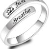 BEILIN 925 Sterling Silver Inspirational Jewelry Rings Adjustable Ring Personality Encouragement Gift for Teens Women