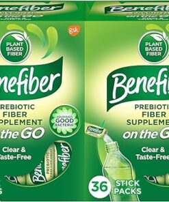 Benefiber On The Go Prebiotic Fiber Supplement Powder for Digestive Health, Daily Powder, Unflavored Stick Packs - 36 Sticks (Pack of 2)