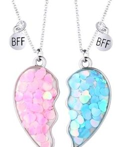 Best Friend Necklace for 2 Girls Magnetic Matching Friendship Necklace Half Heart Pendant BFF Necklaces for Sister